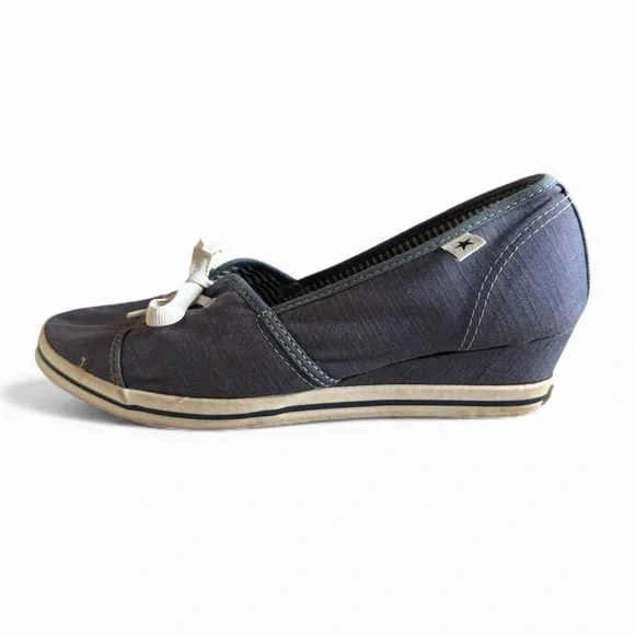 Converse One Star Canvas Wedge Sneakers Blue Shoes Casual Streetwear Size 10 - Picture 1 of 8